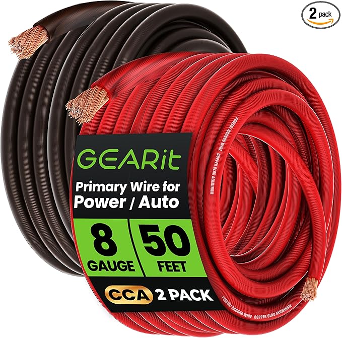 GEARit 8 Gauge Wire Copper Clad Aluminum CCA by GEARit