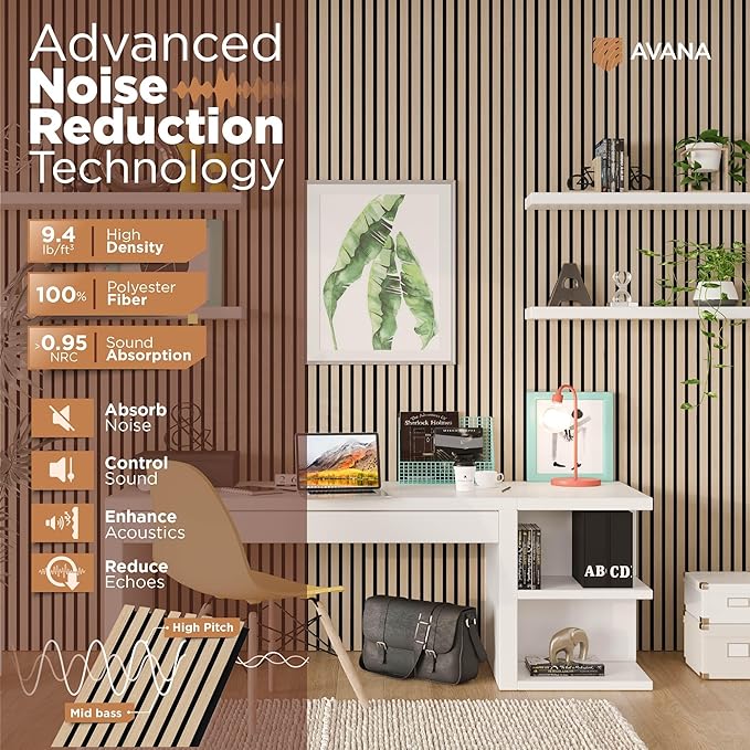 Avana Acoustic Wood Wall Panels – 47.2 X 12.6 White Oak Acoustic Panels 2 PCs – - Image 5