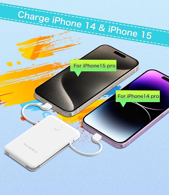 miisso 6000mah Ultra Slim Built in Cables Power Bank, Card Size Built in USB C - Image 7