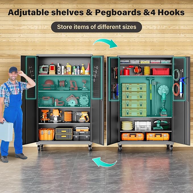 SISESOL Wide & Deep Metal Storage Cabinet - Image 5