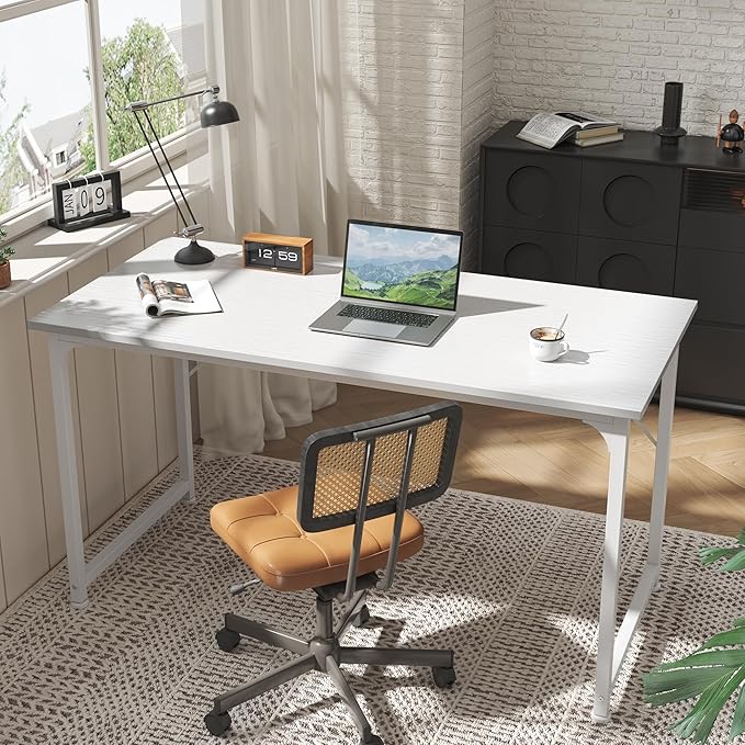 Huuger Computer Desk, 55 Inch Home Office Desk, Gaming Writing Work from Home - Image 7