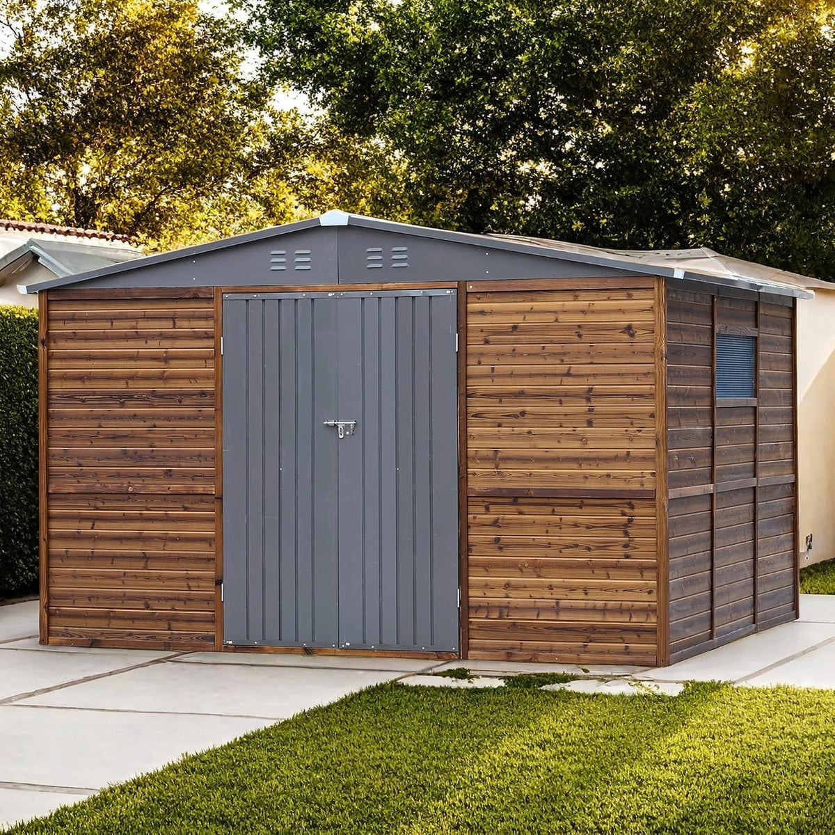 10x8 ft outdoor wood & metal storage shed, main product view