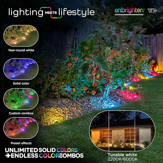 Enbrighten Vibe Eternity Garden Lights, 12 RGBWIC LEDs, Waterproof, Outdoor - Image 3