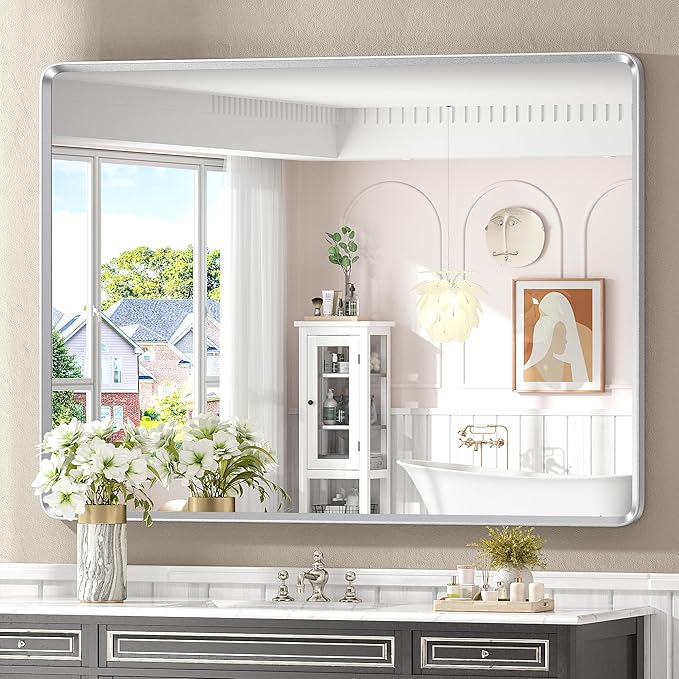 48x36 Inch Silver Bathroom Mirror by GOLOMO