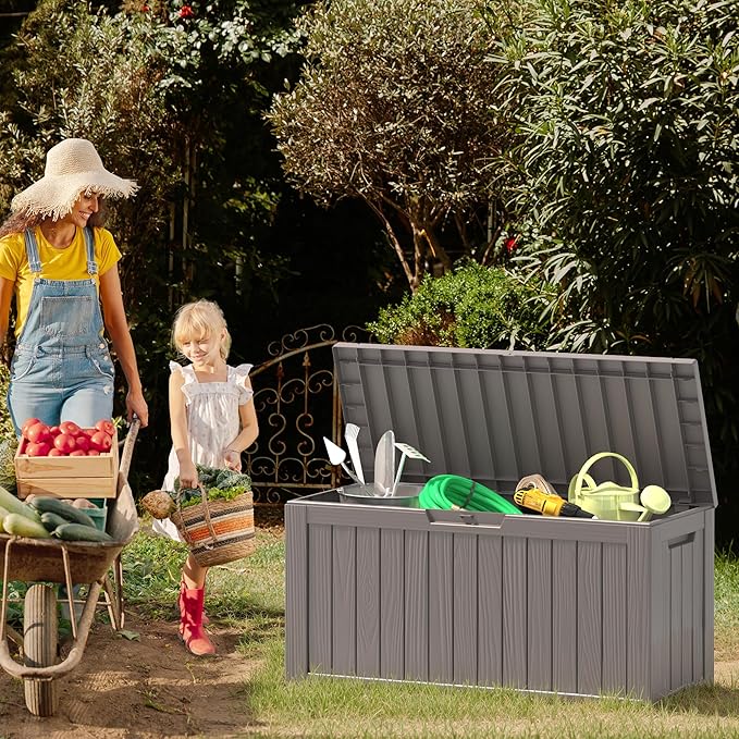 NUNU LAB 75 Gallon Outdoor Storage Box, Resin Large Sturdy Deck Box, Backyard - Image 6