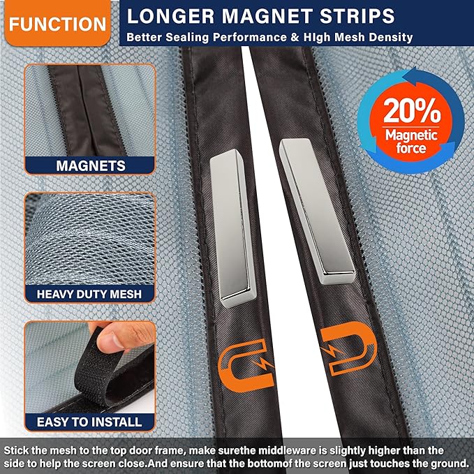 Mesh Screen with Magnetic Closure-Keeps Bugs Out Let Breeze in, Heavy Duty - Image 3