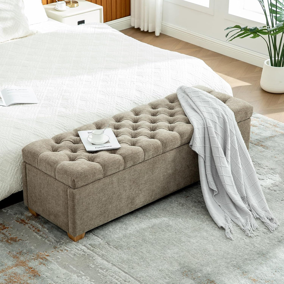 60.2" storage bench, end of bed storage benches, main product view