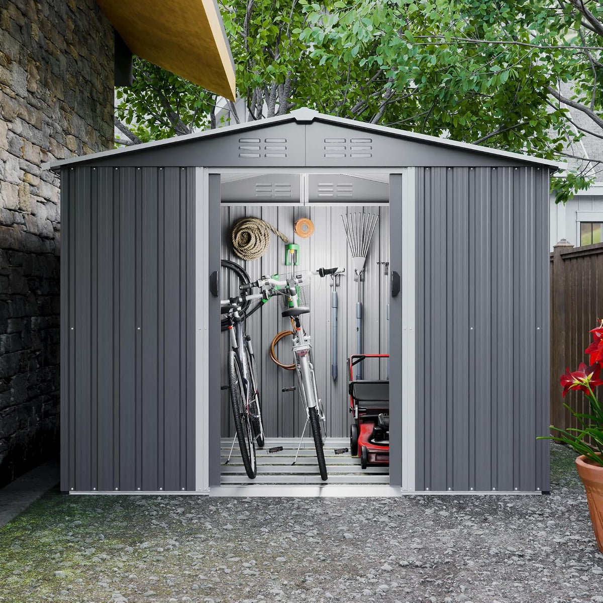 yopto 8x6 ft outdoor storage shed with roof,waterproof, main product view