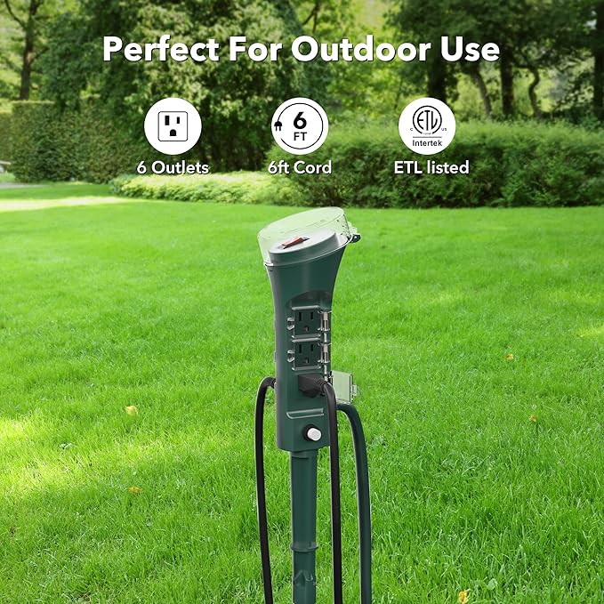 BN-LINK Outdoor 6ft Extension Cord Power Stake - Image 2