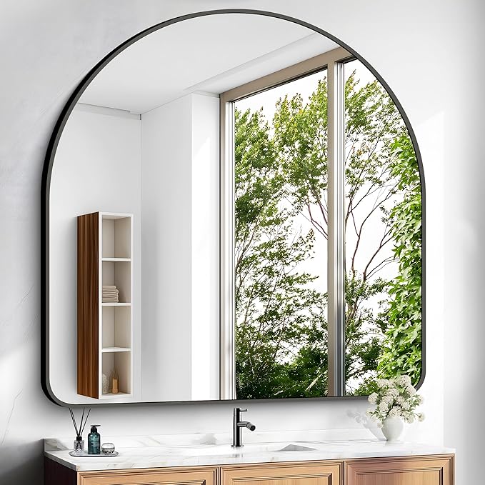 Arched Bathroom Mirror, Wall Mounted Mirror, Living Room, Hanging or Leaning by GLASHOM