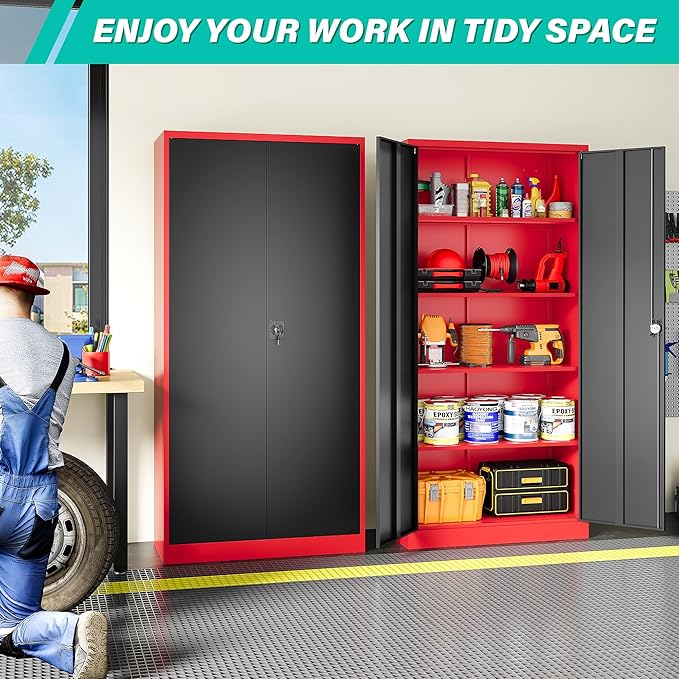 SISESOL Wide & Deep Metal Storage Cabinet - Image 2