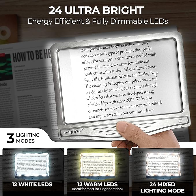 MAGNIPROS Patented 3X Large LED Page Magnifier - Image 3