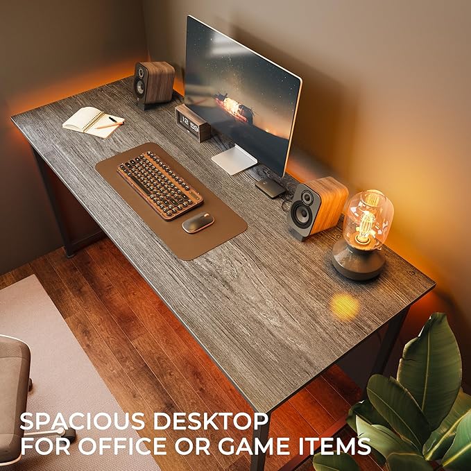 Huuger Computer Desk, 55 Inch Home Office Desk, Gaming Writing Work from Home - Image 9