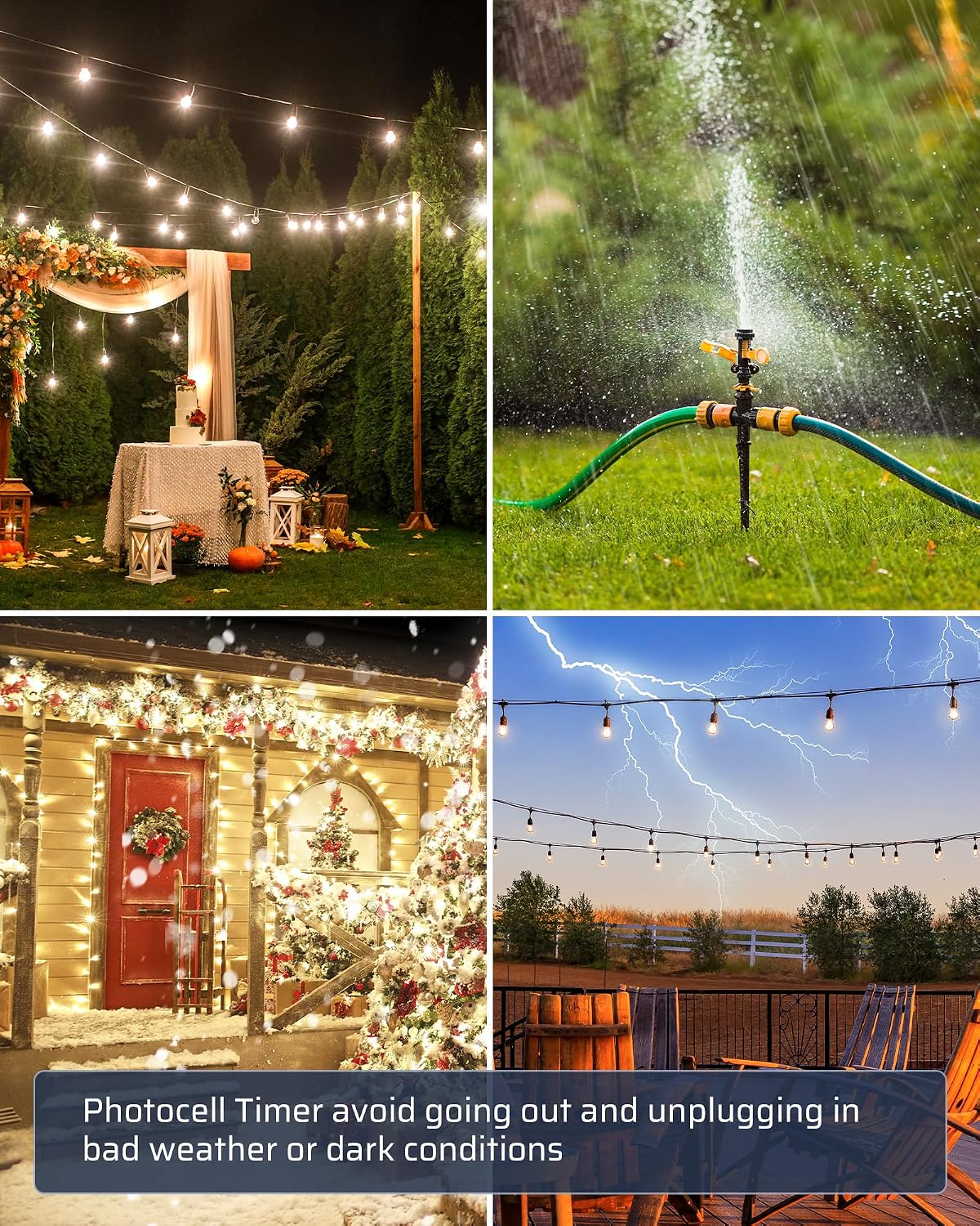 DEWENWILS Outdoor Power Strip Timer with Photocell, 6 Outlets 10ft Cord | Waterproof Countdown Light Control, Dusk to Dawn Timer, Works for Garden, Yard, Patio Lights, Decoration, 1875W/15A UL Listed