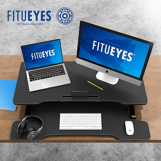 FITUEYES Height Adjustable Standing Desk 36” Wide Sit to Stand Converter Stand - Image 6
