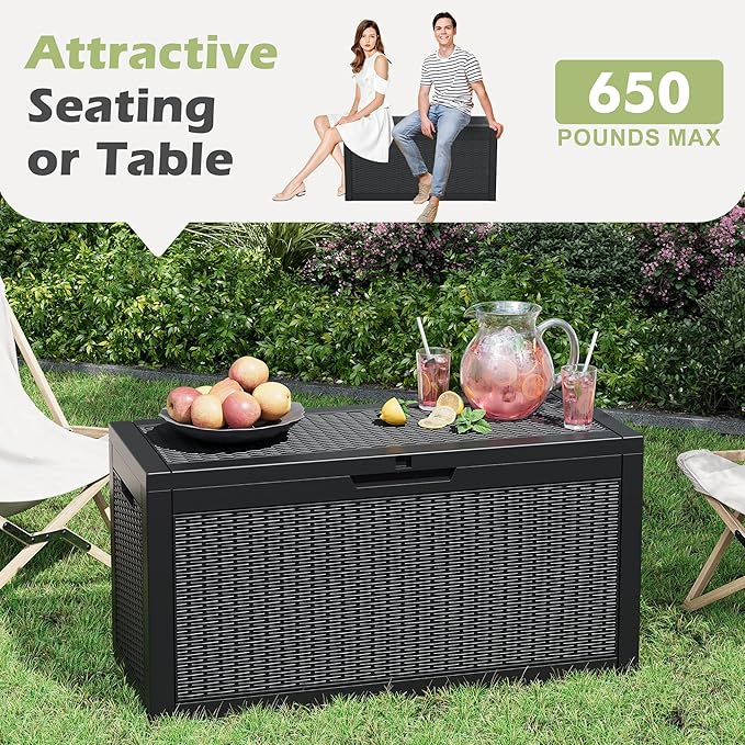 Outdoor Storage Box, 60 Gallon Outside Deck Box Waterproof, Resin Outdoor - Image 6