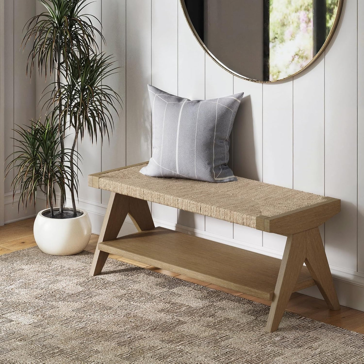 nathan james beacon bohemian bench seat with shoe, main product view