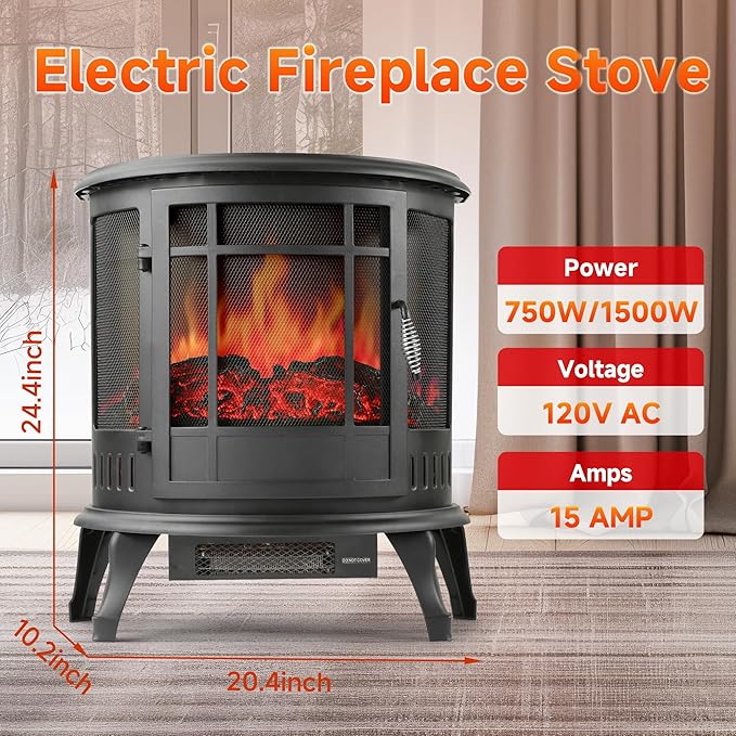 25in Electric Fireplace Heater Stove - Image 2