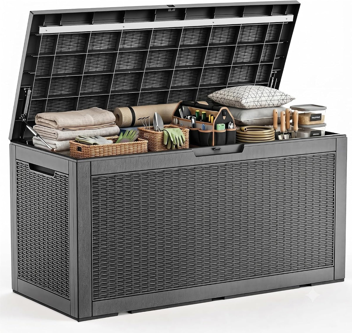 170 gallon resin deck box, lockable waterproof uv‑resistant, main product view