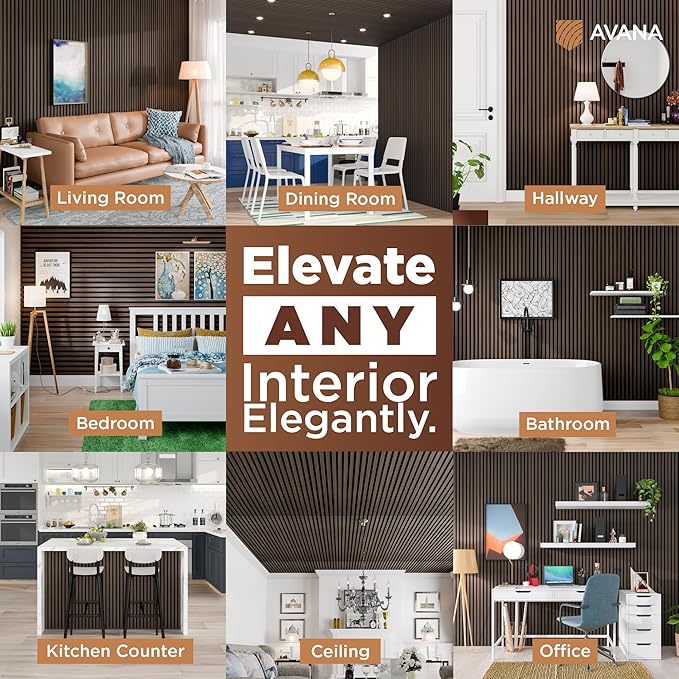 Avana Acoustic Wood Wall Panels – 94.4 x 12.6 Inch Dark Walnut Acoustic Panels - Image 3