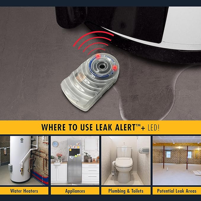 Zircon Leak Alert + LED! Water Leak Detector & Flood Sensor Alarm/Water Leak - Image 4