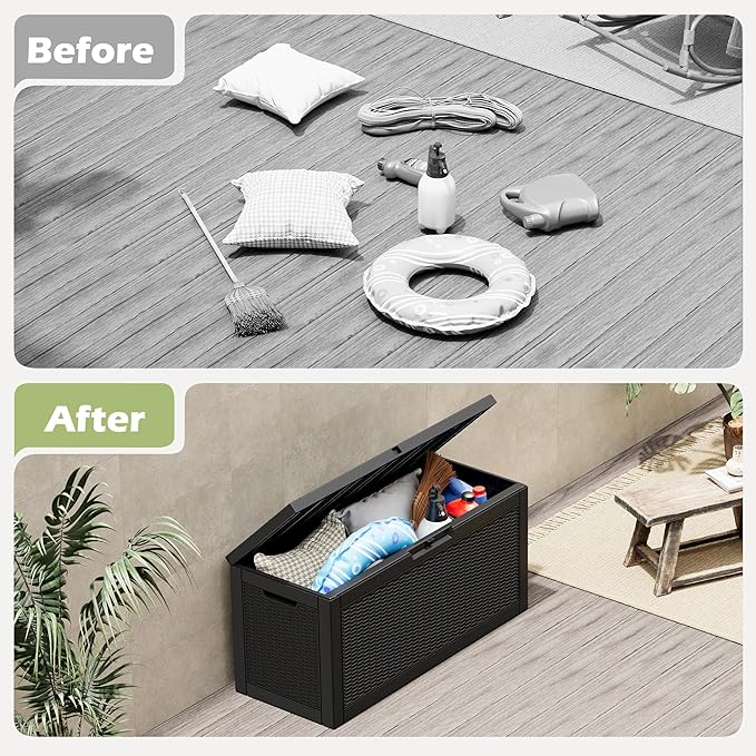 Outdoor Storage Box, 60 Gallon Outside Deck Box Waterproof, Resin Outdoor - Image 8