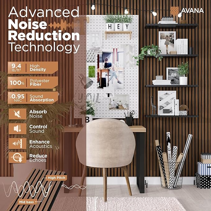 Avana Acoustic Wood Wall Panels – 47.2 x 12.6 Inch Rustic Walnut Acoustic - Image 5