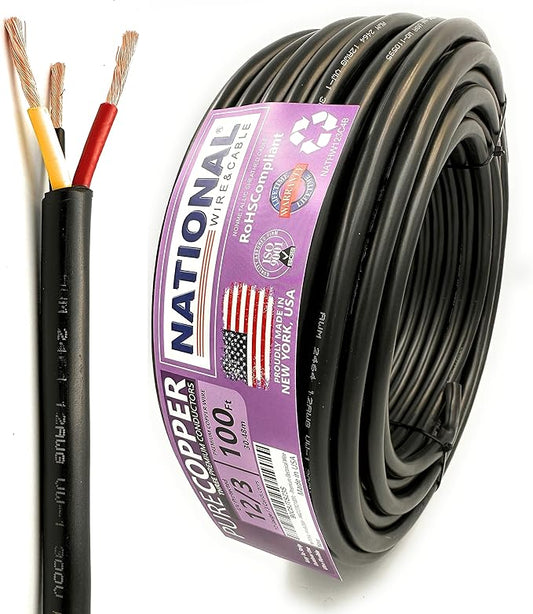 NATIONAL Wire & Cable – 12 AWG 3-Conductor Premium Copper Wire, 100 ft by NATIONALWireCable
