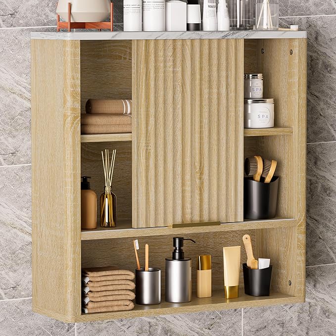 Bathroom Wall Cabinet, Fluted Medicine Cabinet by HOCAT