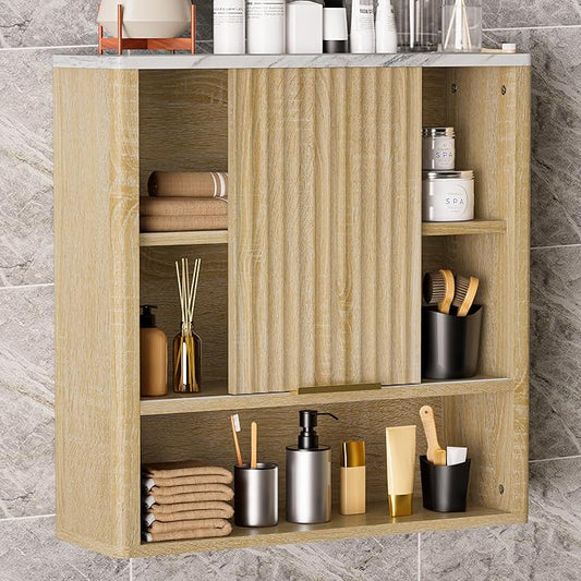 Bathroom Wall Cabinet, Fluted Medicine Cabinet by HOCAT
