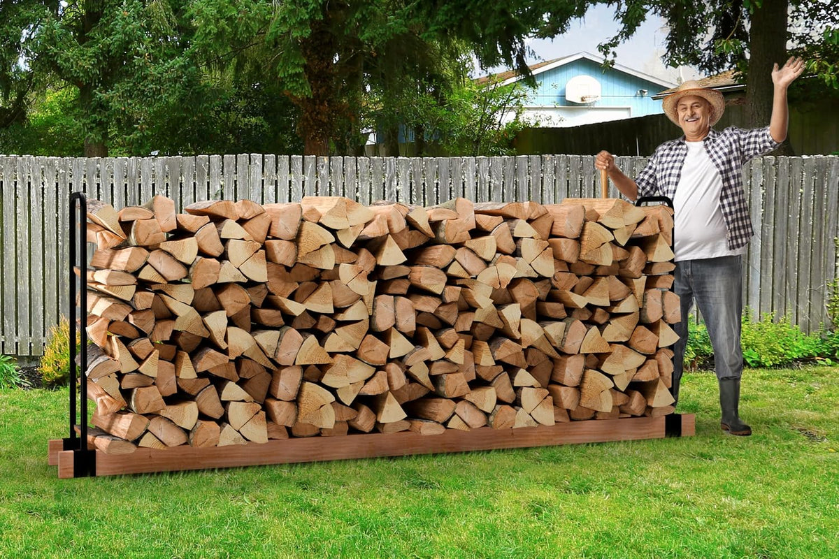 doeworks heavy duty firewood racks adjustable length log on a desk or shelf