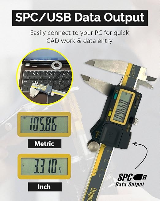 iGAGING Absolute Origin 0-4" Digital Caliper, IP54 Stainless Steel, SPC/USB - Image 4