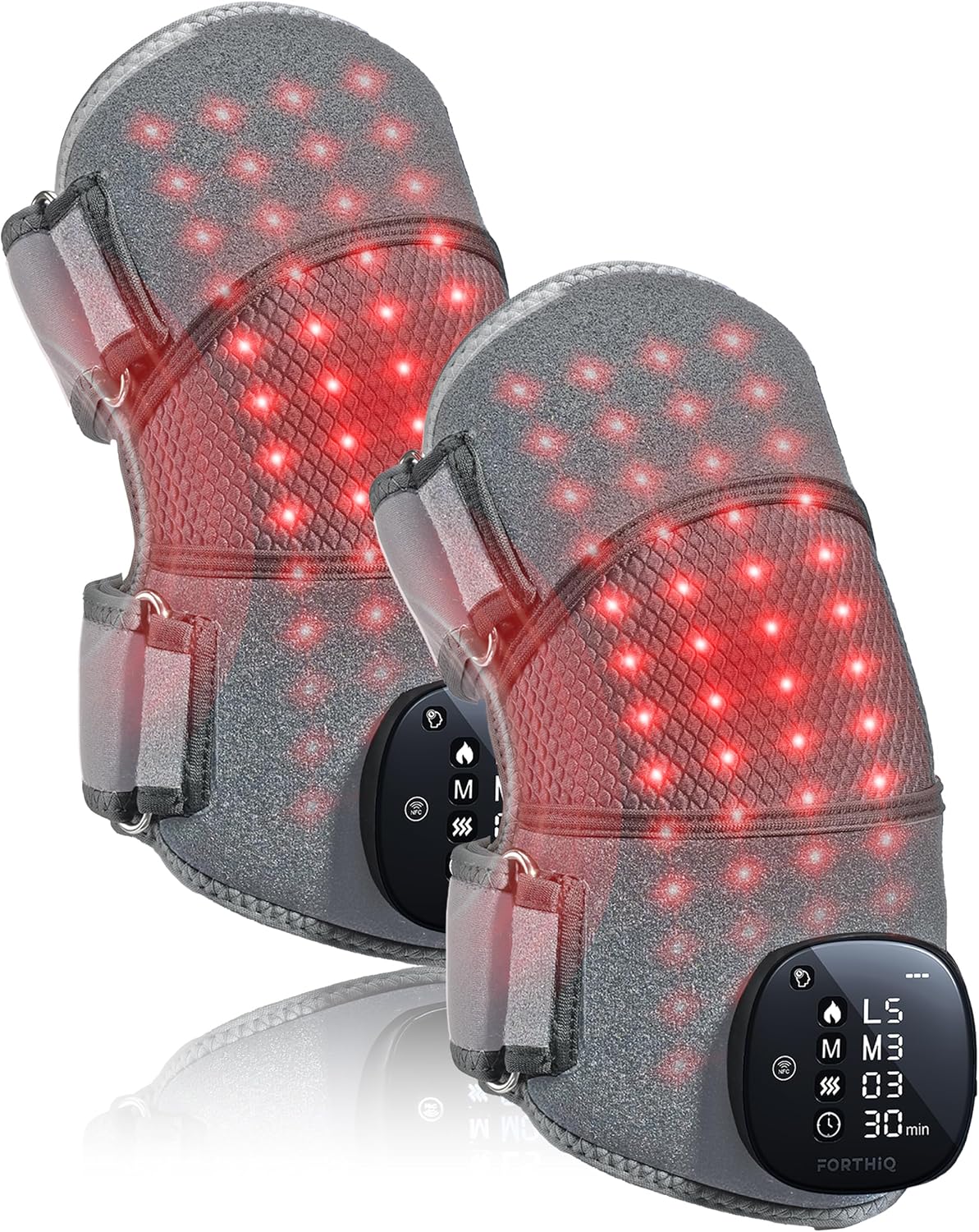 FORTHiQ RED+ Knee Brace with Heat and Red Light Therapy, Knee Massager with 5