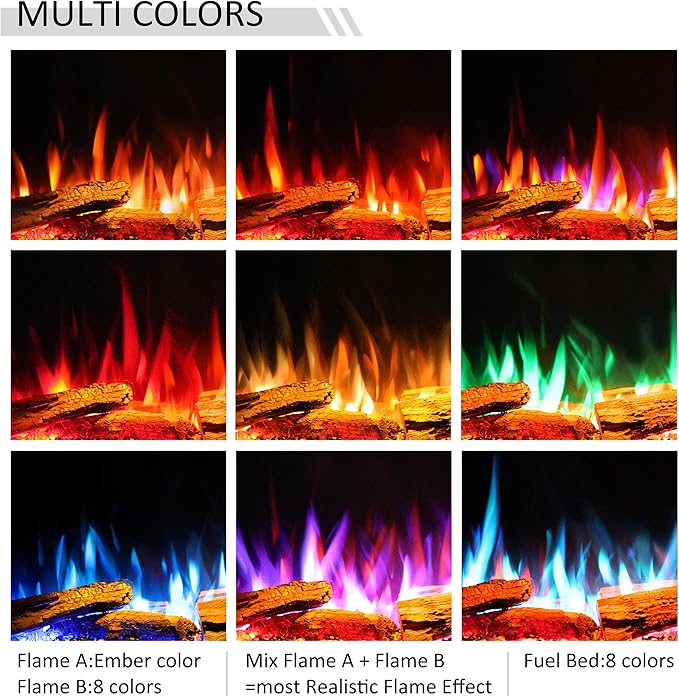 Legend Flame 59" W Smart Build in Electric Fireplace Insert, 1-2-3 Sided View - Image 4