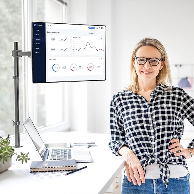 WALI Monitor Arm Mount for Desk, Single Extra Tall Computer Desk Mount - Image 9