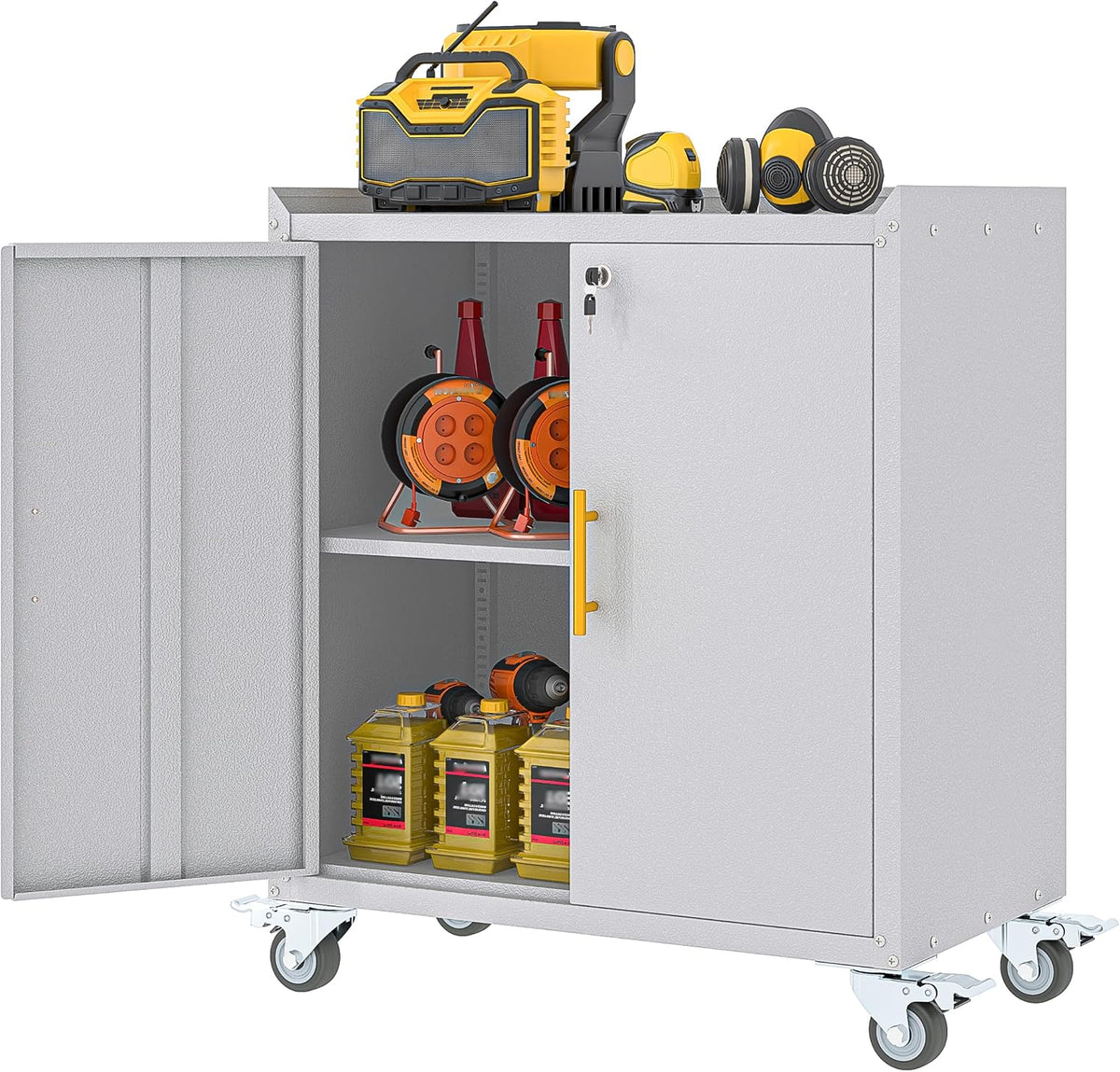 35.6" rolling metal garage storage cabinet with wheels, main product view