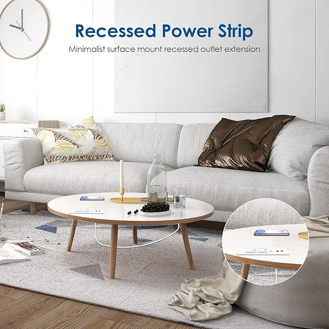 Recessed Power Strip with 30W USB C, Ultra Thin Flat Plug Power Strip, 2 - Image 6