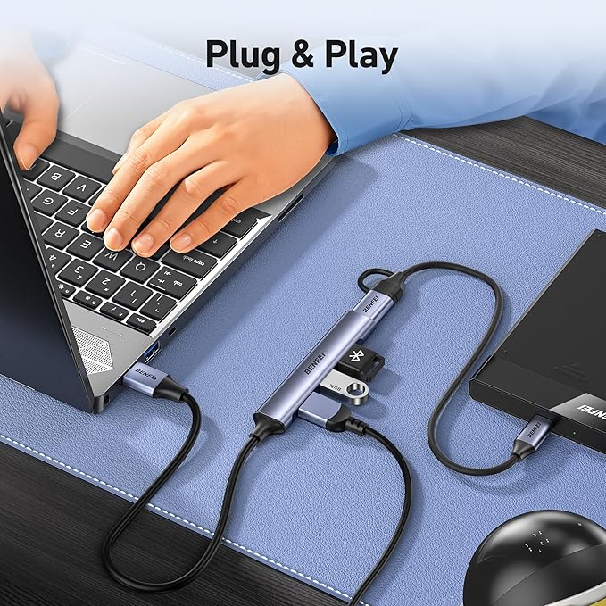 BENFEI 4-Port USB Hub: 1x 10Gbps USB 3.2 + 3X USB 2.0- - Image 7