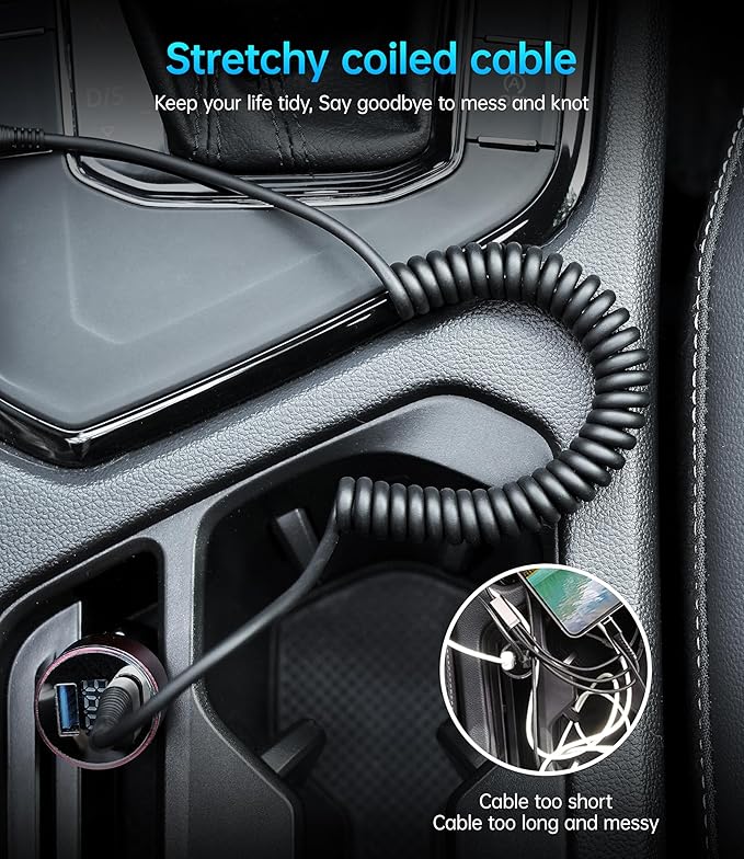 USB C Cable 3A Fast Charging 5FT Coiled USBC to USBC Charger Cable - Image 5