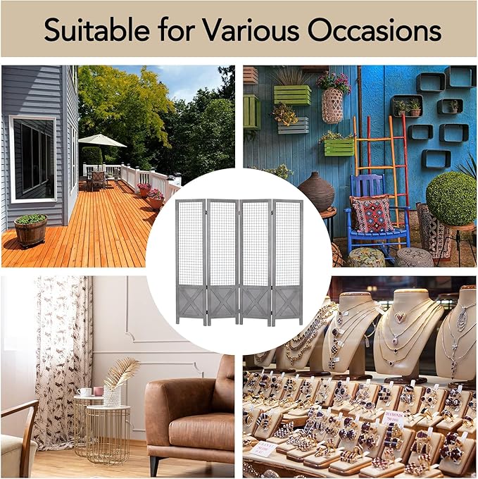 Wnutrees 4 Panel Gridwall Display, Portable Freestanding Display Board - Image 7