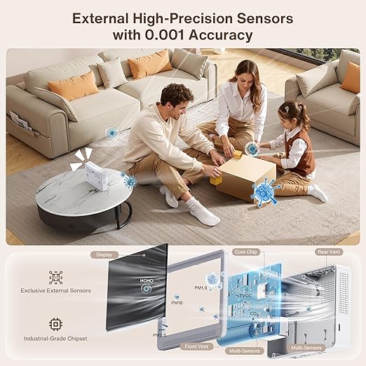 Upgrade 16 in 1 Air Quality Monitor Indoor 15h Battery & 5.5" Display 9 AQI+7 - Image 4