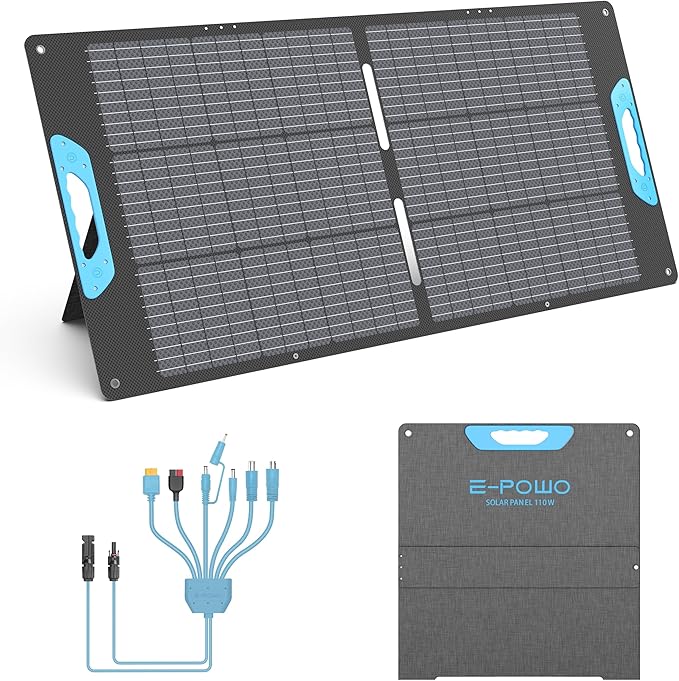 110W Portable Solar Panel for Power Station, 23.5% High Efficiency ETFE by E-POWO
