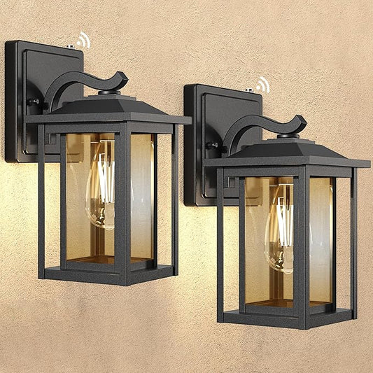 LTBLIGHT 2-Pack Dusk to Dawn Outdoor Light Fixtures, Modern Black Sensor Porch by LTBLIGHT