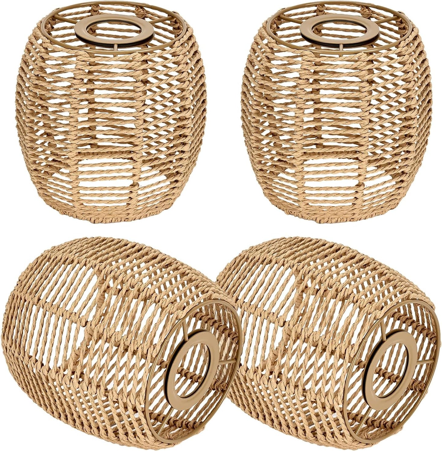 4 Pack Rattan Lamp Shade for E26 Base Pendant Light Shade | Handwoven Rattan, 1.53" Fitter, 6" Diameter X 5.9" High Perfect for Pendant, Table, and Ceiling Lamps Replacement