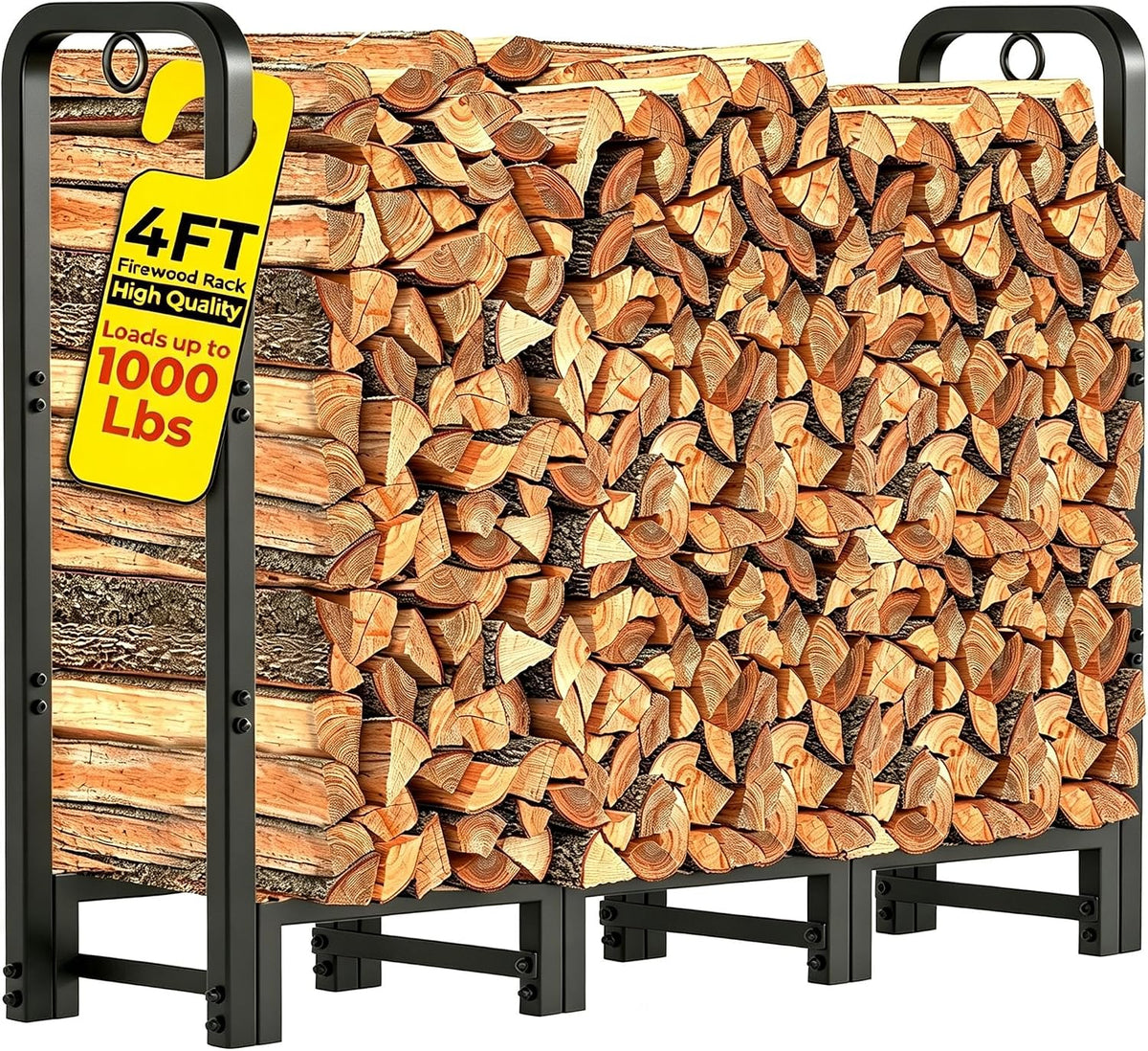 amagabeli 4ft firewood rack stand adjustable indoor outdoor, main product view