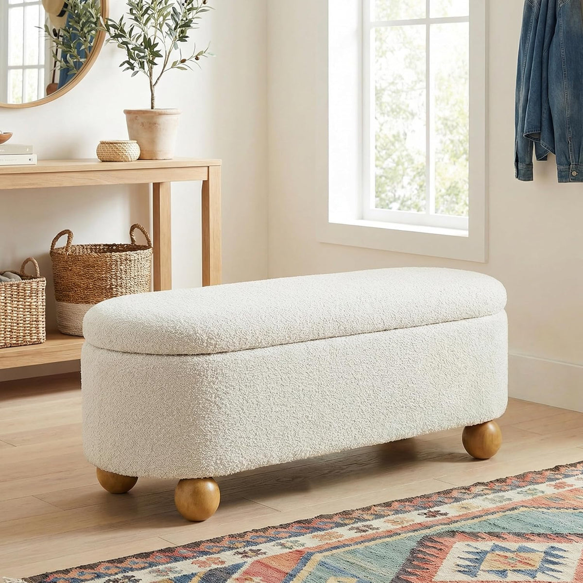vknow 44.8" storage ottoman bench end of bed, main product view