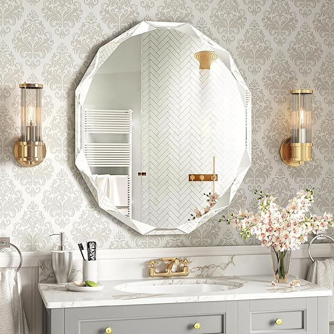 Bathroom Mirrors for Over Sink, Round Frameless Mirrors for Wall, 24x30 Inch - Image 3