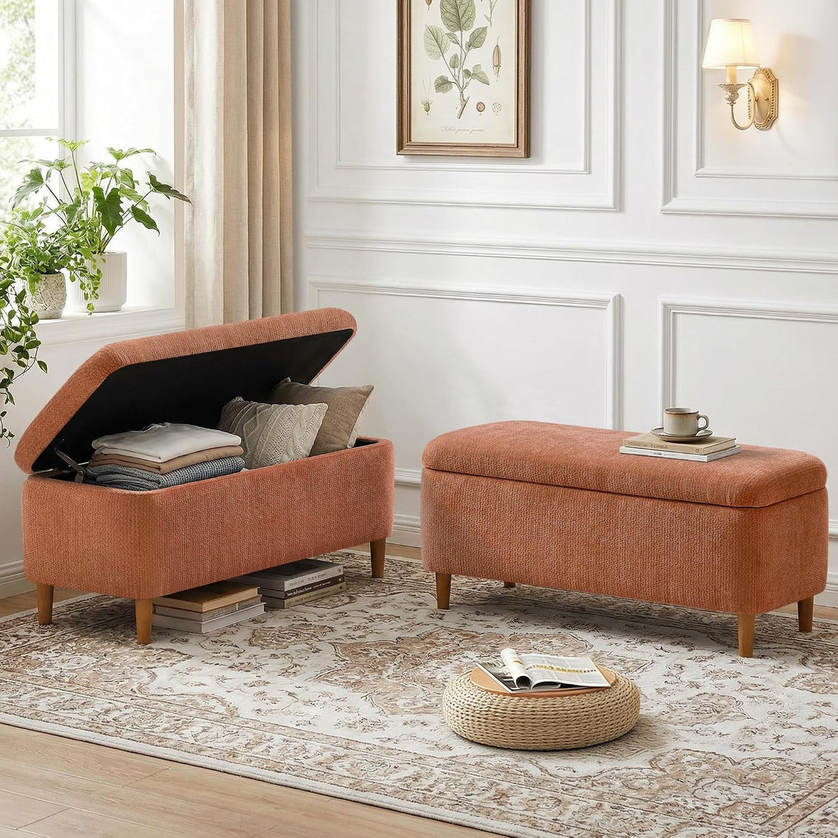 39.4”ottoman with storage set of 2,upholstered comfy storage, main product view