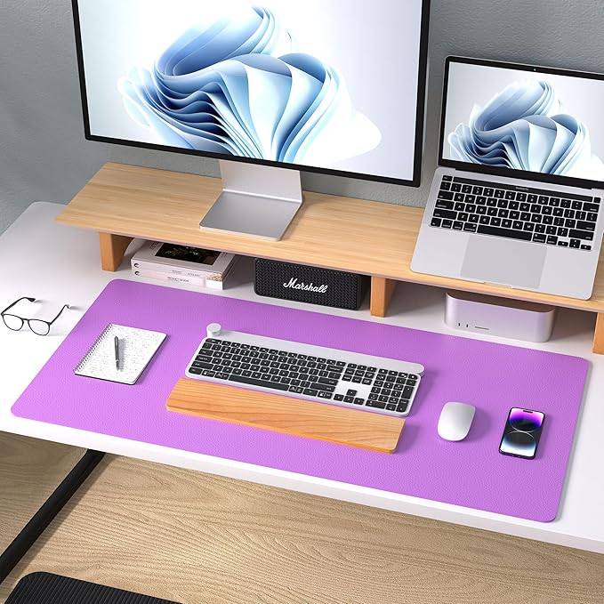 Aothia Leather Desk Pad Protector, Mouse Pad, Office Desk Mat, Non-Slip PU - Image 9