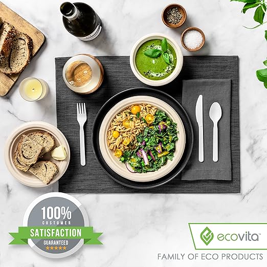 Ecovita 100% Compostable Forks Spoons Knives Cutlery Combo Set - Image 8